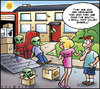Cartoon: Newcomers Moving (small) by Carayboo tagged newcomer neighbor move alien roswell moving box street address friend