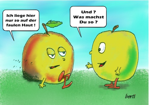 Cartoon: Herbstblues (medium) by berti tagged skin,rotten,addle,apple,faul,apfel