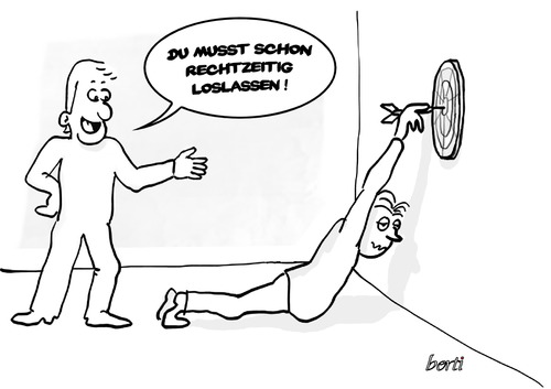 Cartoon: loslassen (medium) by berti tagged dart,unsportlich,durchhängen