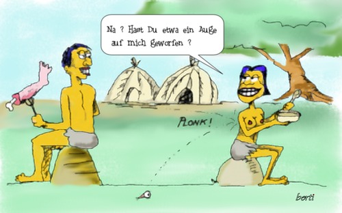 Cartoon: Unter Kannibalen (medium) by berti tagged auge,werfen,keep,eye,cannibalism