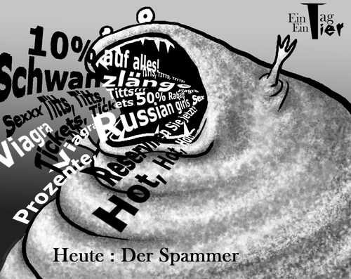 Cartoon: Der Spammer (medium) by Mistviech tagged tiere,natur,spam,spammer,kotzen,müll