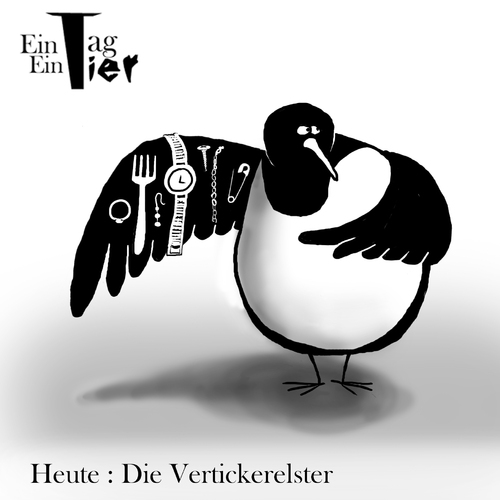 Cartoon: Die Vertickerelster (medium) by Mistviech tagged tiere,natur,elster,verticken,hehlerwahre,hehlerei,diebische