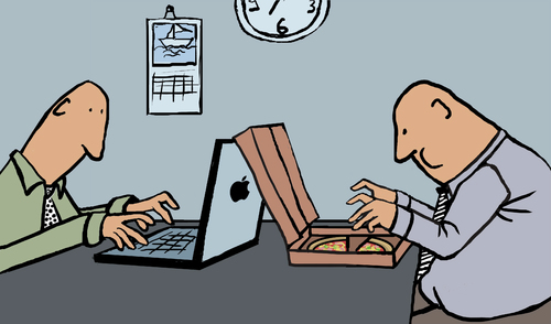 Cartoon: Pizza-Laptop (medium) by Mistviech tagged pizzapitch
