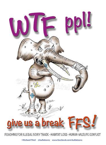 Cartoon: Yeah WTF! (medium) by kullatoons tagged elephant,endangered,species,ivory,tusks,habitat,loss