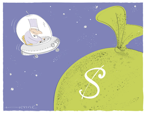 Cartoon: Astronaut (medium) by Herme tagged money,banker,gain