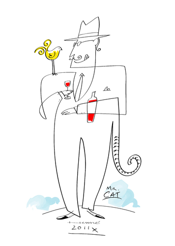 Cartoon: Mr. Cat (medium) by Herme tagged drunk,bars,wine,illustration,mann,wein,alkohol,bar