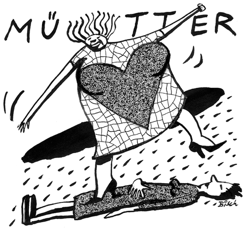Cartoon: Bauchschmerz am Muttertag (medium) by BiSch tagged muttertag,mother,mutter,mama,herumtrampeln,muttertag,mutter,familie