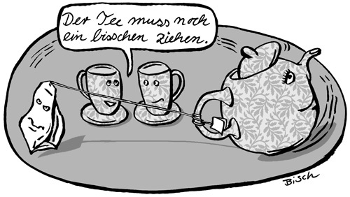 Cartoon: Der Tee zieht noch. (medium) by BiSch tagged tee,tasse