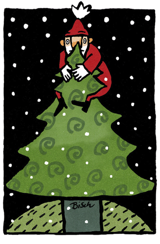Cartoon: versteckt (medium) by BiSch tagged angsthase,weihnachten,weihnachtsmann,tannenbaum,schüchternheit,weihnachten,angsthase,weihnachtsmann,tannenbaum,schüchternheit