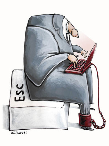 Cartoon: Escape (medium) by charli tagged internet