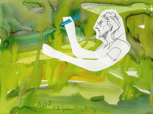 Cartoon: A painter looks for forms (medium) by Kestutis tagged paiter,dada,watercolor,form,art,kunst,kestutis,lithuania