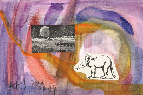 Cartoon: Aardvark waiting for evening (medium) by Kestutis tagged dada,postcard,nature,evening,kestutis,lithuania