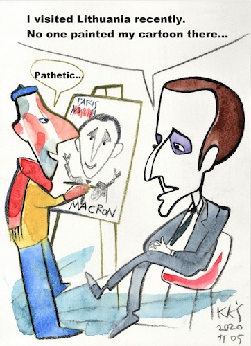 Cartoon: About humor (medium) by Kestutis tagged humor,macron,cartoon,kestutis,lithuania