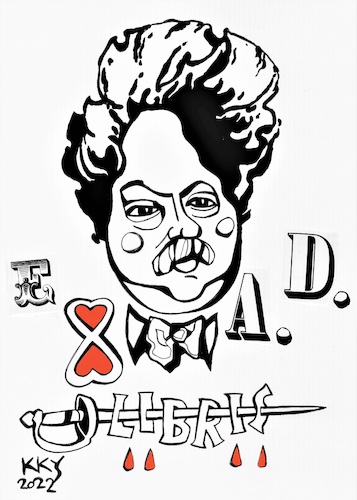 Cartoon: ALEXANDRE DUMAS. Exlibris (medium) by Kestutis tagged exlibris,dumas,writer,adventures,book,library,novel,kestutis,lithuania