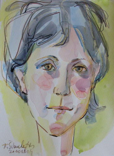 Cartoon: Angela (medium) by Kestutis tagged watercolor,sketch,kestutis,lithuania