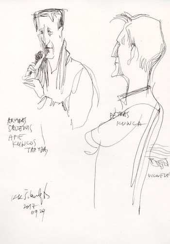 Cartoon: Artists speeches (medium) by Kestutis tagged sketch,artist,kestutis,lithuania