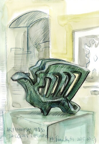Cartoon: At the J. Lipchitz exhibition 2 (medium) by Kestutis tagged art,kunst,cubism,modernism,sketch,exhibition,kestutis,lithuania