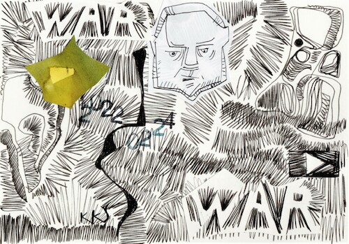Cartoon: Automatic drawing. 11 (medium) by Kestutis tagged automatic,drawing,war,youtube,ukraine,russia,kestutis,lithuania