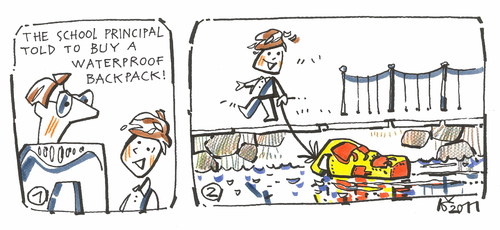 Cartoon: BACKPACK (medium) by Kestutis tagged school,backpack,education,water