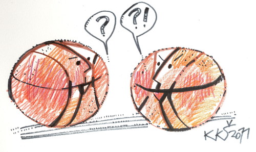 Cartoon: BASKET BALLS DIALOG (medium) by Kestutis tagged lithuania,kestutis,basketball,sports