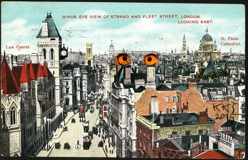 Cartoon: Birds eye view. Communication (medium) by Kestutis tagged bird,london,sweden,england,germany,penny,post,postcard,dada