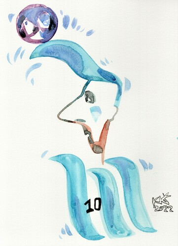 Cartoon: BLUE WAVE - LIONEL MESSI (medium) by Kestutis tagged blue,wave,messi,lionel,qatar,kestutis,lithuania,world,cuo,football,soccer,fifa,argentina,2022