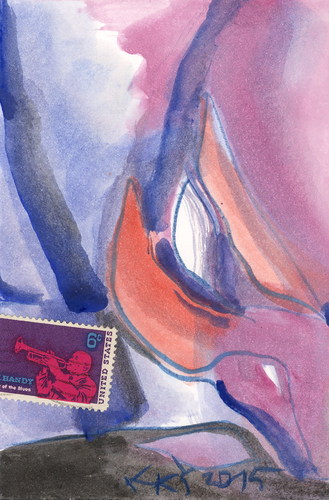 Cartoon: Blues Music (medium) by Kestutis tagged music,blues,usa,lithuania,kestutis,postcard,dada