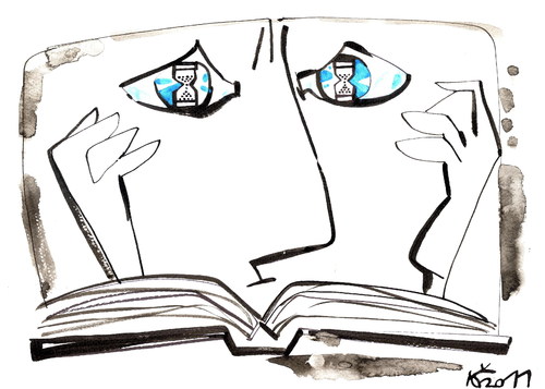 Cartoon: BOOK AND THE READER (medium) by Kestutis tagged book,reader,computer,television,set,internet
