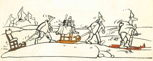 Cartoon: Chief sports (medium) by Kestutis tagged sports,ski,chief,kestutis,lithuania,sluota,adventure,winter