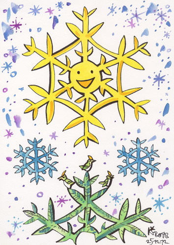 Cartoon: Christmas morning sun (medium) by Kestutis tagged weihnachten,christmas,smile,sun,snowflake,bird,nature,winter,kestutis