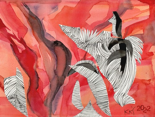 Cartoon: Climate change (medium) by Kestutis tagged climate,change,dada,watercolor,kestutis,lithuania