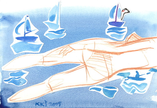 Cartoon: Coast (medium) by Kestutis tagged coast,sea,ocean,ship,segelboot,sailboat,dada,man,woman,male,female,kestutis,lithuania