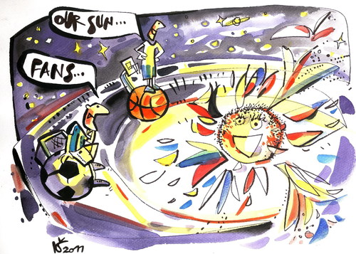 Cartoon: COPERNICAN THEORY (medium) by Kestutis tagged fans,copernicus,soccer,fußball,basketball,football,sports,sun