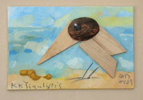 Cartoon: Crow and Walnut (medium) by Kestutis tagged painting,crow,lithuania,kestutis,postcard,dada