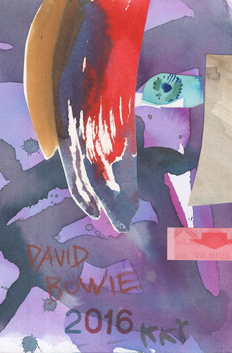 Cartoon: David Bowie (medium) by Kestutis tagged david,bowie,music,singer,portrait,dada,postcard,art,kunst,liner,kestutis,lithuania