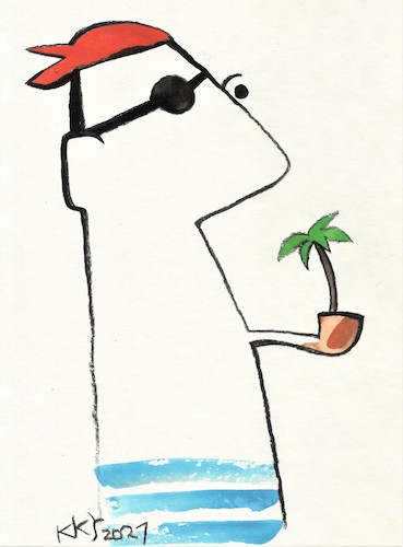 Cartoon: Desert island (medium) by Kestutis tagged desert,island,einsame,insel,pirate,pipe,pfeife,kestutis,lithuania