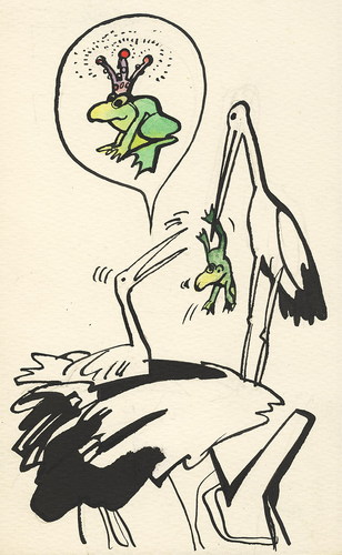 Cartoon: DESIRED (medium) by Kestutis tagged spring,ornithology,vogel,bird,animal,nature,stork,frog,kestutis,lithuania