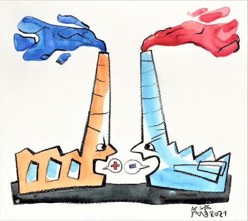 Cartoon: DISCUSSION ON CLIMATE CHANGE (medium) by Kestutis tagged discussion,climate,change,kestutis,lithuania