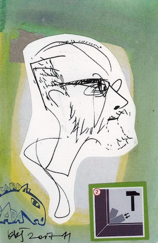 Cartoon: Dmitrij Gutov (medium) by Kestutis tagged sketch,postcard,kestutis,lithuania,dada,art,kunst