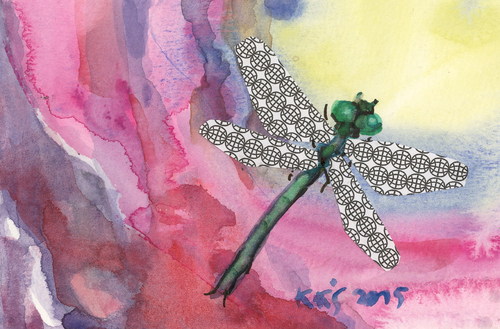 Cartoon: Dragonfly. Libelle (medium) by Kestutis tagged dragonfly,libelle,kestutis,lithuania,dada,postcard