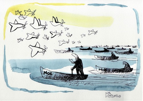 Cartoon: Each is Noah (medium) by Kestutis tagged noah,kestutis,lithuania,journey,death
