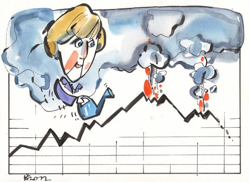 Cartoon: EURO MOUNTAINS. (medium) by Kestutis tagged mountains,crisis,krise,europe,merkel,angela,euro,eu,zeit,help,germany,deutschland,money,finance