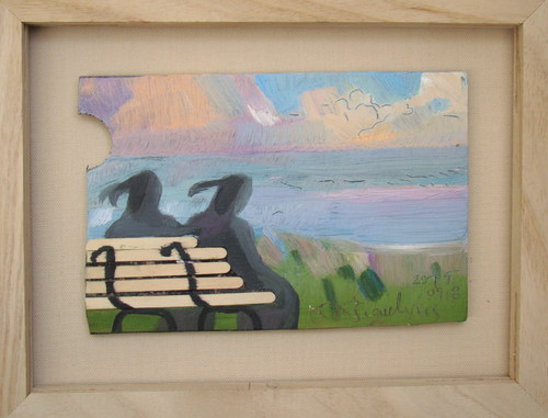Cartoon: Evening at the bay (medium) by Kestutis tagged dada,postcard,kestutis,lithuania,painting