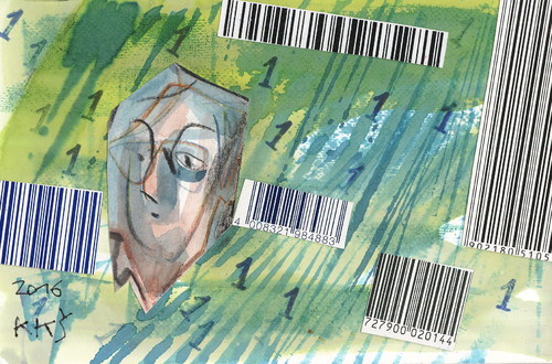 Cartoon: Everyday freezing rain (medium) by Kestutis tagged lithuania,kestutis,barcode,everyday,rain,daily,postcard,dada