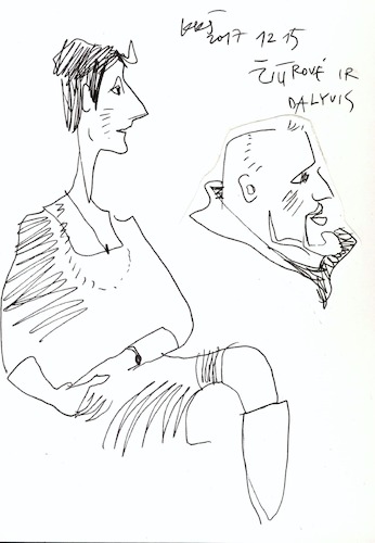 Cartoon: Exhibition viewer and artist (medium) by Kestutis tagged sketch,kestutis,lithuania,art,kunst