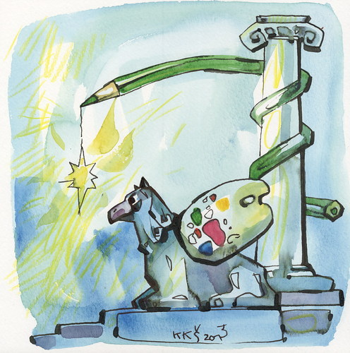 Cartoon: Faculty of Arts (medium) by Kestutis tagged kestutis,star,pencil,griffon,arts,faculty,lithuania,kunst