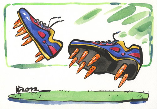 Cartoon: FOOTBALL AND BIONICS (medium) by Kestutis tagged soccer,science,euro,2012,fossball,fußball,carrot,bionics,football,wissenschaft,sport