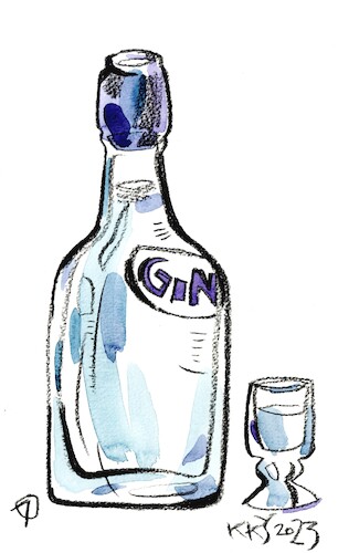 Cartoon: Gin. The ninth cup (medium) by Kestutis tagged gin,ninth,alcohol,cup,volcano,kestutis,lithuania