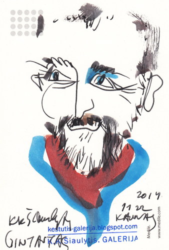 Cartoon: Gintaras and Eva (medium) by Kestutis tagged art,kunst,portrait,sketch,kestutis,lithuania