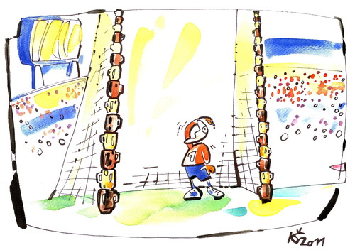 Cartoon: GOALKEEPER DREAMS BEER (medium) by Kestutis tagged fußball,goalkeeper,soccer,dreams,beer,football